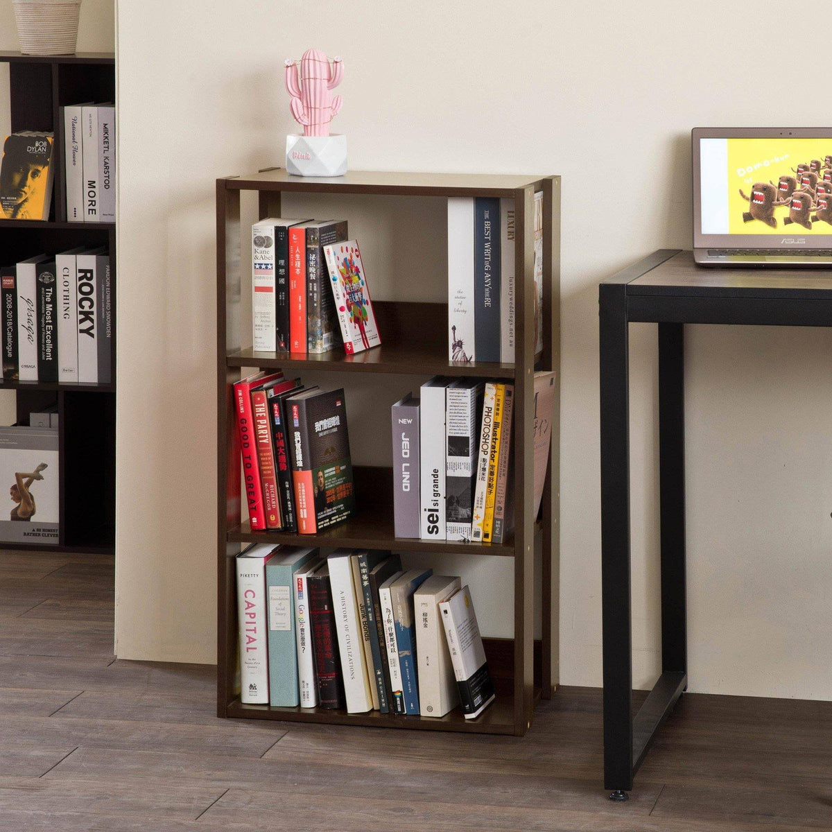 Classic Cherry Finish 3 Shelf Bookcase N77025