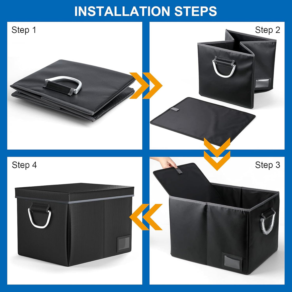 Fireproof Collapsible File Storage Box with Handle Pack of 2 A8938