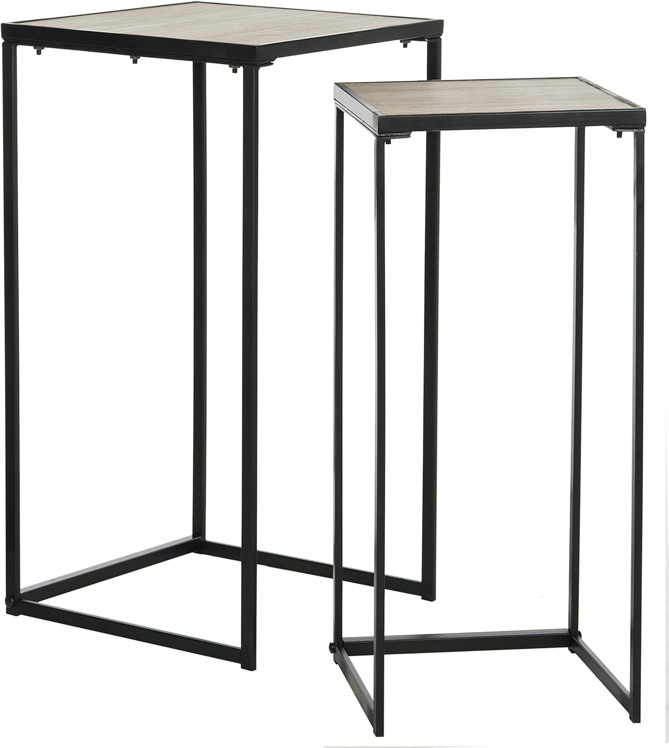 Light Oak and Black Wood Stacking End Table Pack of 2 J143692