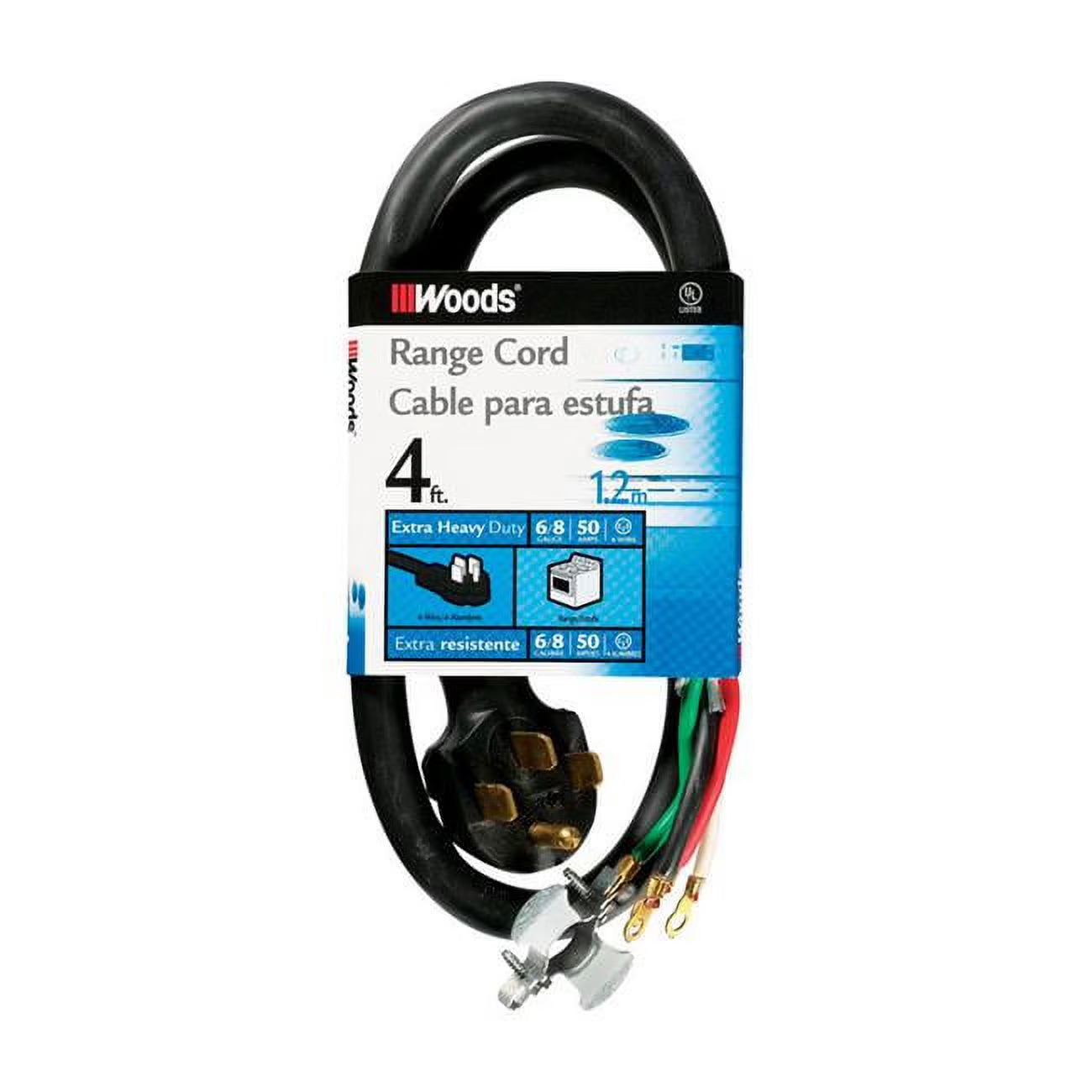 Black 4 Wire Range Cord F20050