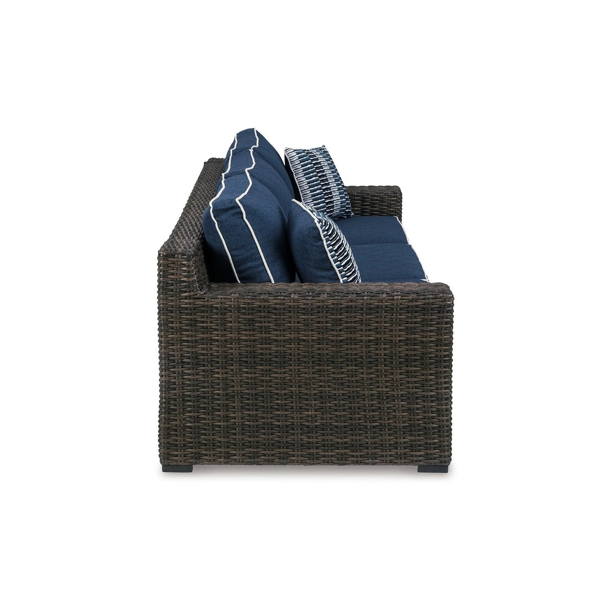 98 Inch Outdoor Sofa with Blue Polyester Upholstery S862
