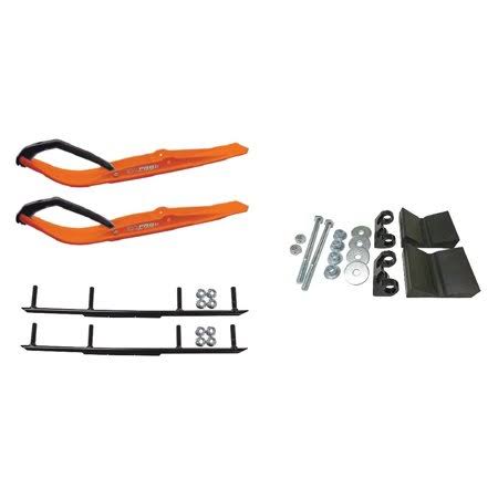 Orange Razor Snowmobile Skis with 6 inch Round Bars Complete Kit I2784