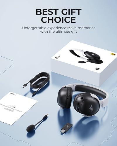 Wireless Gaming Headset with Bluetooth 5.4, 53MM Stereo Sound, 65H Battery, ENC Noise Canceling Mic Black&Red W465