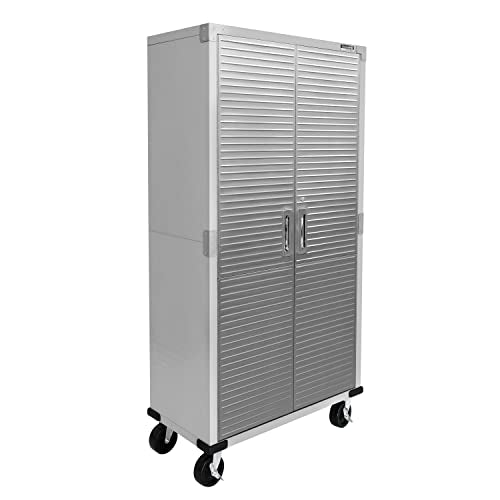 Solid Steel Rolling Lockable Metal Storage Cabinet with Adjustable Shelves, 36" W x 18" D x 72" H, Granite G1359