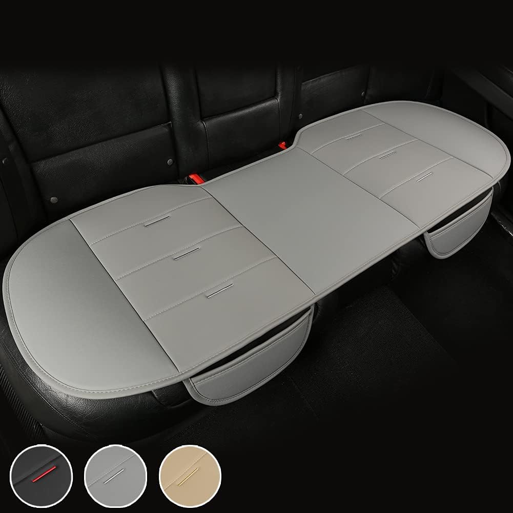 Gray PU Leather Rear Seat Cover 52.4x19.7inch T83421