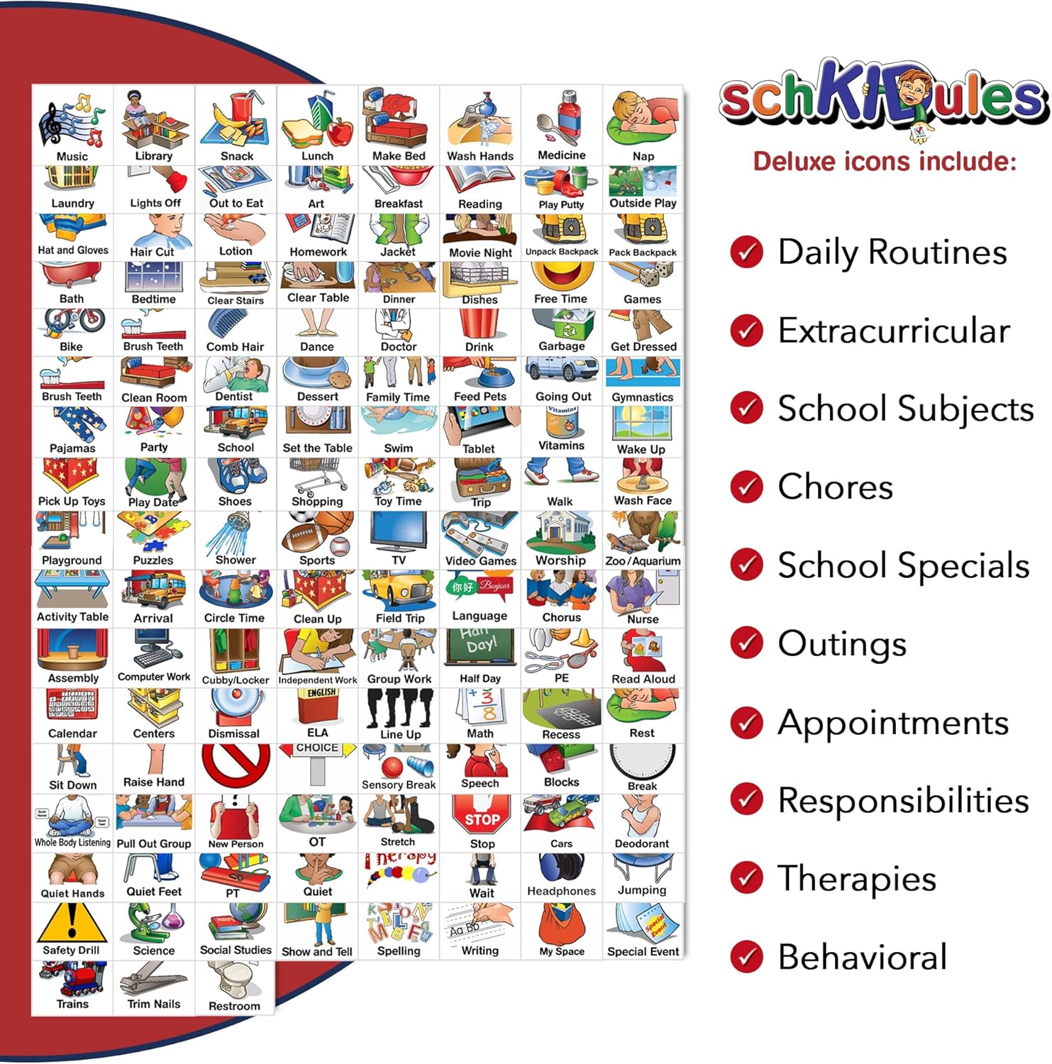 Visual Schedule Magnet Board with 189 Magnetic Picture Cards, Pack of 2 H695595