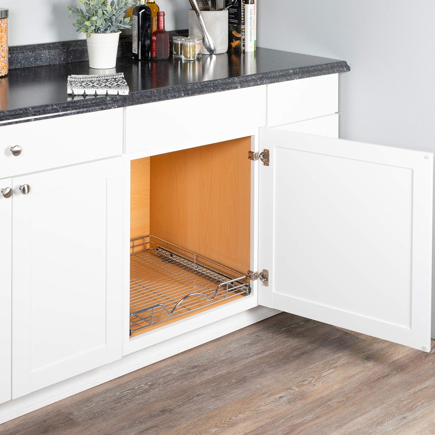 Chrome Heavy Duty Pull Out Drawer Cabinet Organizer M445