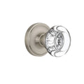 Round Clear Crystal Privacy Door Knob with Classic Rosette Satin Nickel Q98375