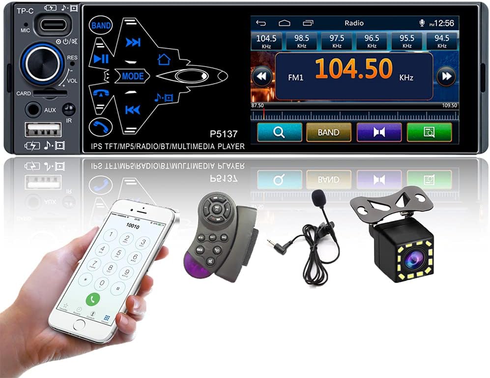 Single Din 3.8 inch Capacitive Touch Screen MP5 Player with Backup Camera Q64478