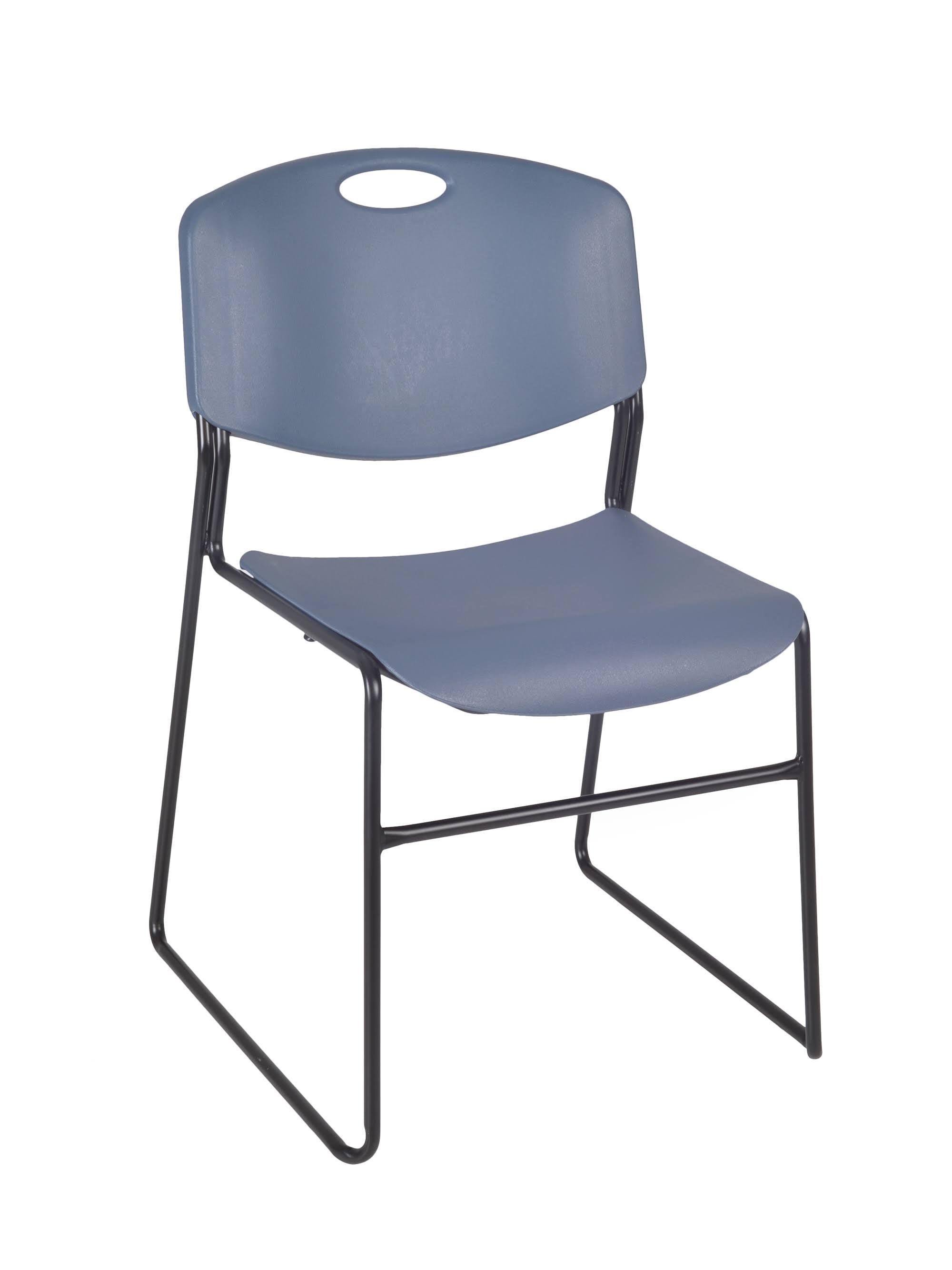 Mahogany Square Breakroom Table and 4 Blue Stack Chairs B31025
