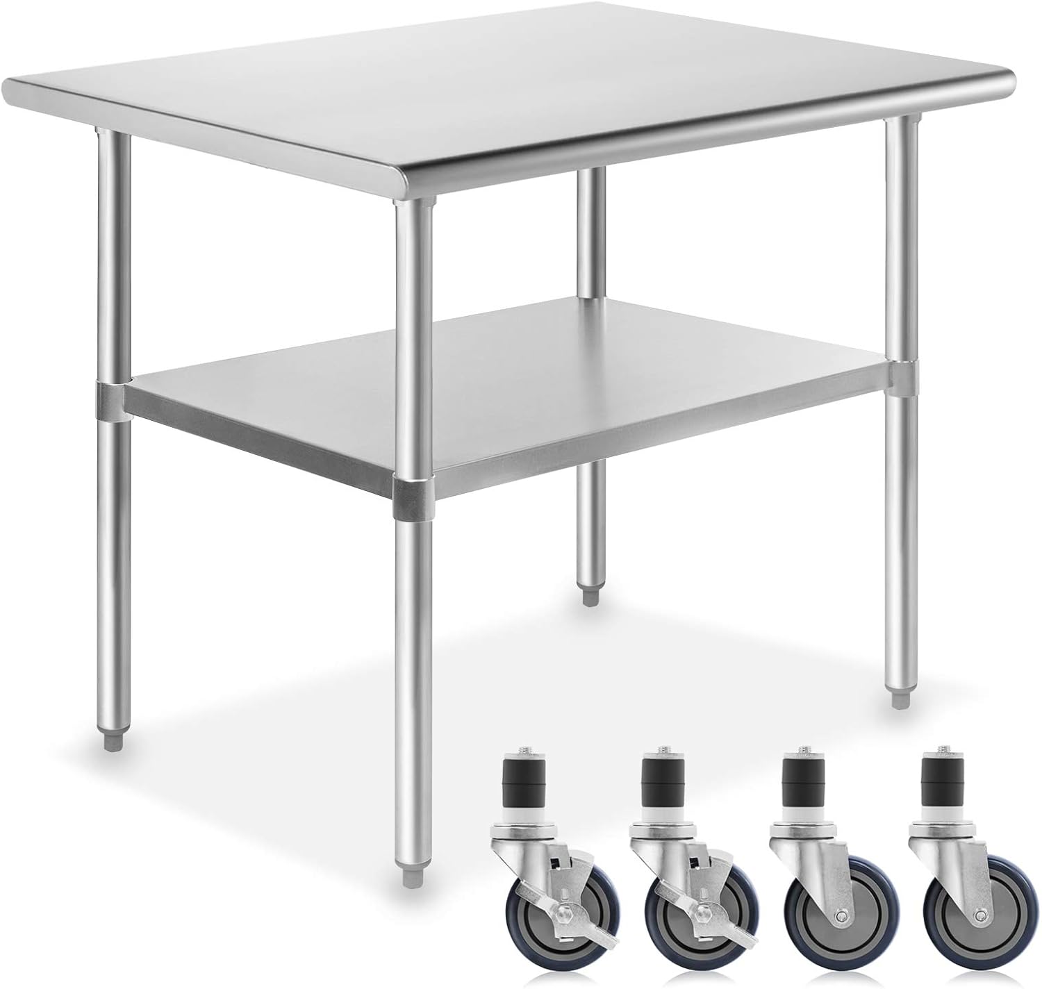 NSF Stainless Steel Commercial Kitchen Prep & Work Table with 4 Casters O258832