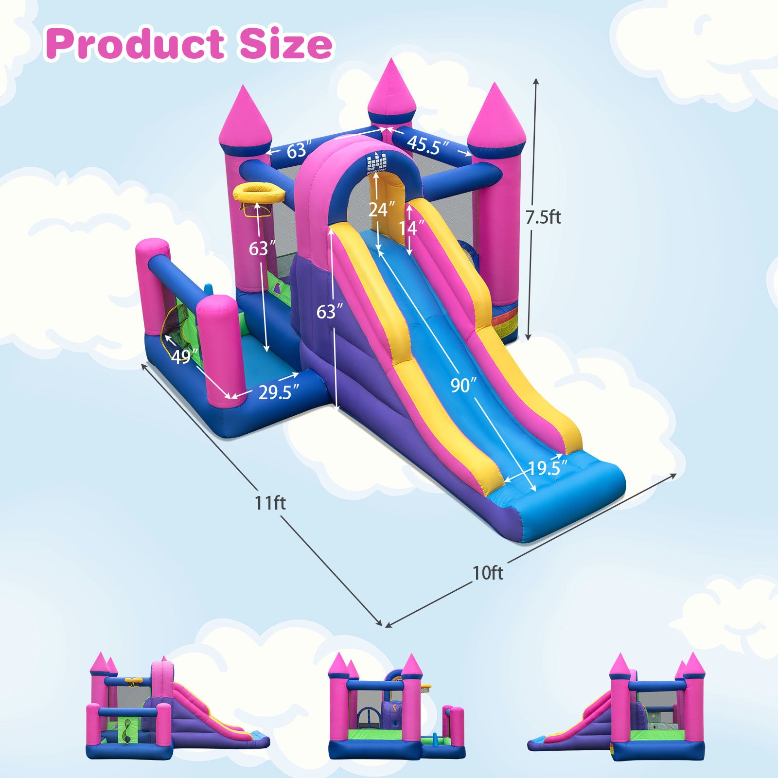 Inflatable Bounce Castle with Long Slide B37938