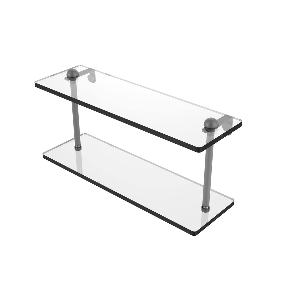 Matte Black Two Tiered Glass Shelf W751548