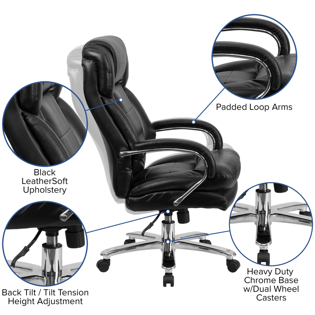 Black LeatherSoft Swivel Executive Office Chair Y51452