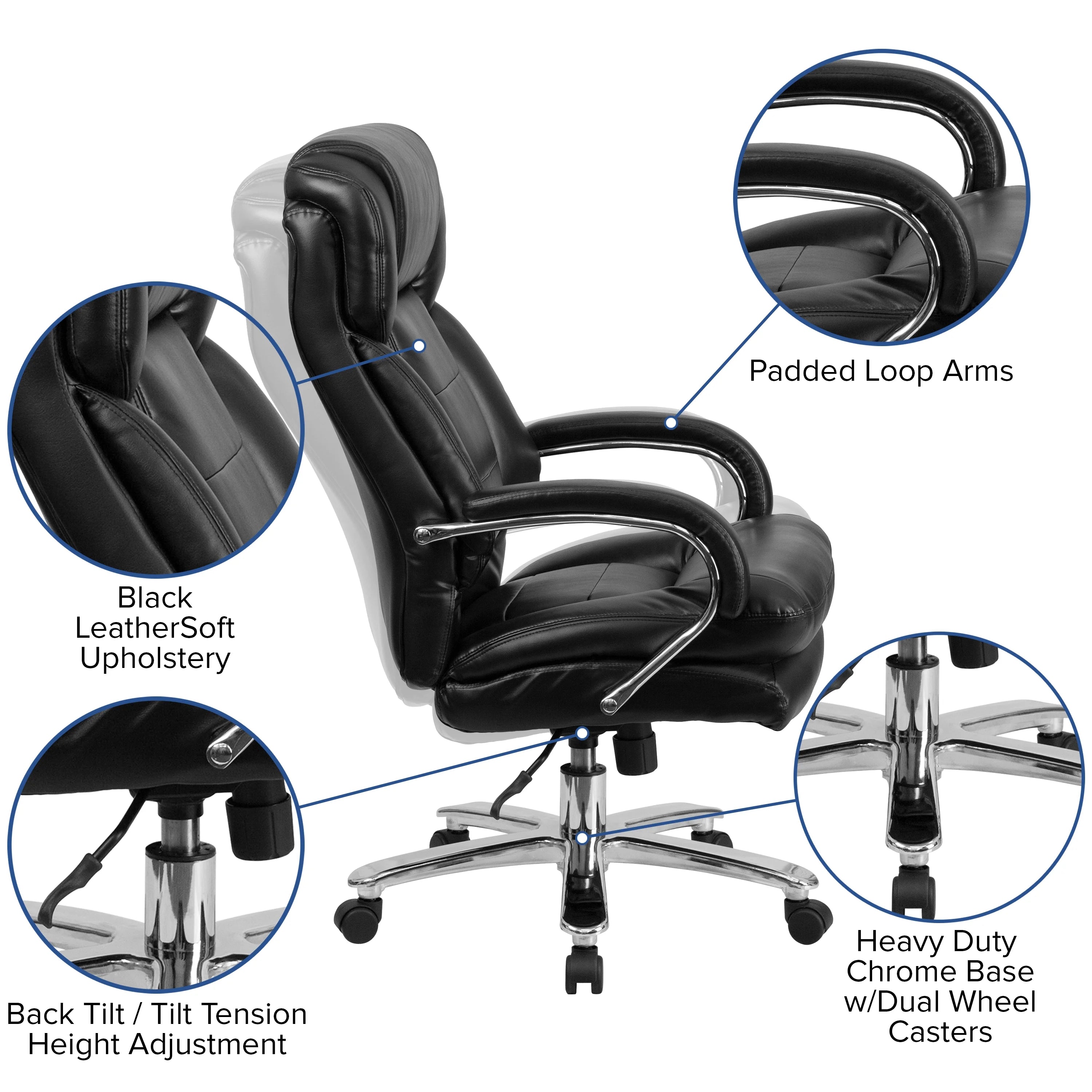 Black LeatherSoft Swivel Executive Office Chair Y51452