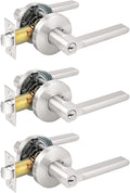 Satin Nickel Single Cylinder Door Levers with Same Keys, 5 Pack C663