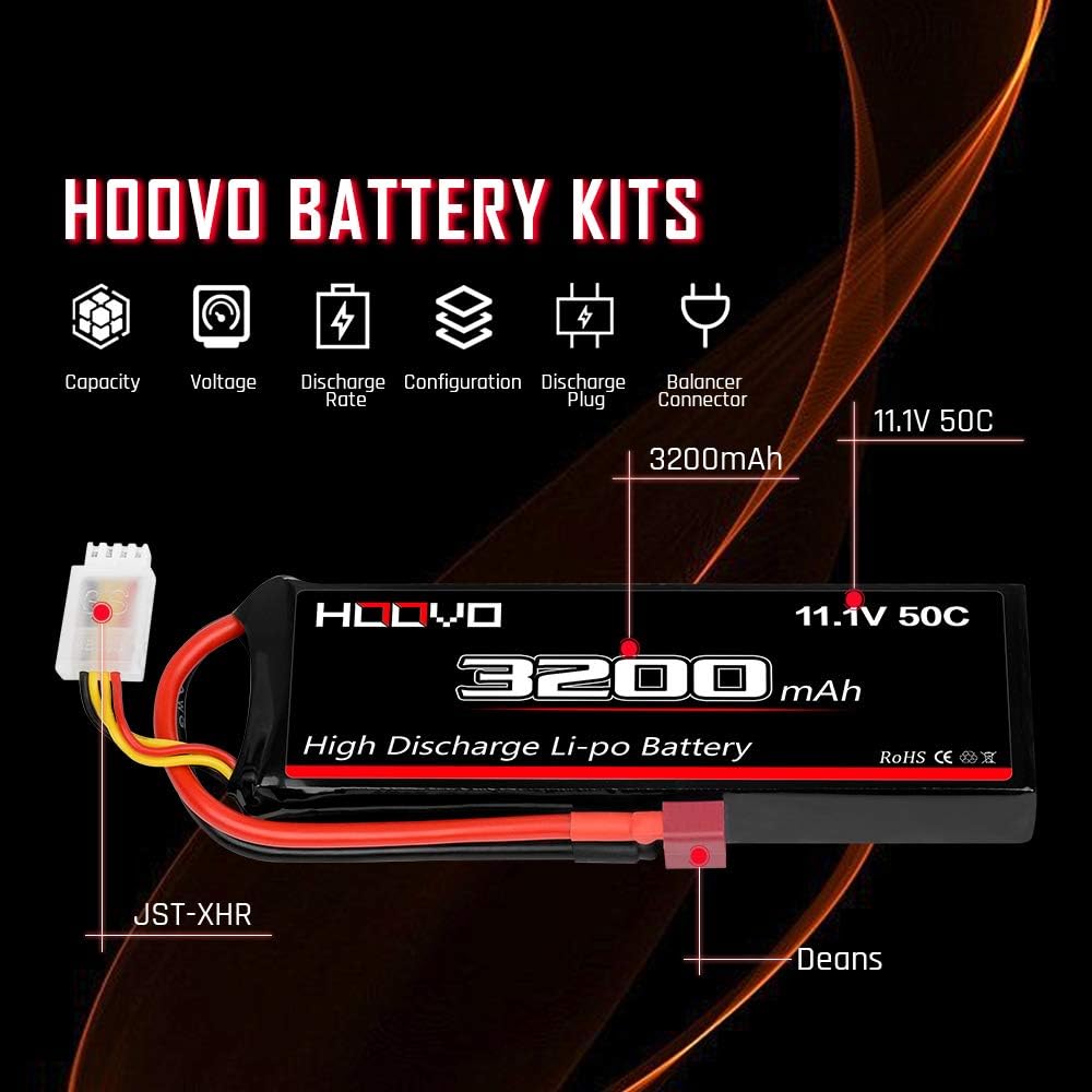 2 Packs 11.1V 3200mAh 50C RC Lipo Battery with Deans T Connector K241