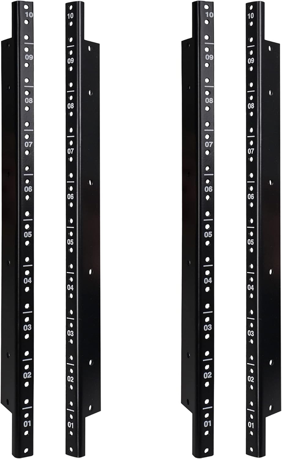 4-pack 12U Steel Rack Rails with Black Powder Coated Finish and Screws C845