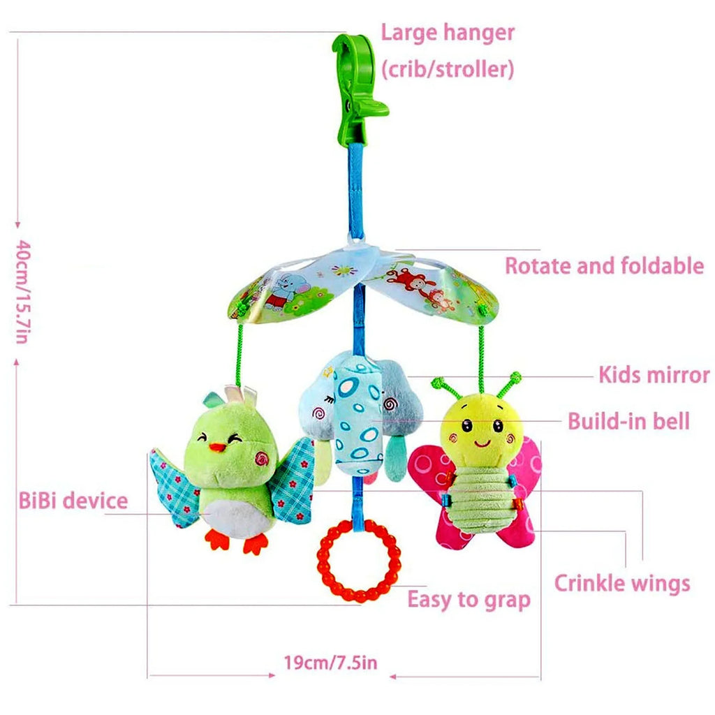Baby Car Seat Clip On Stroller Toy With Birds And Hanging Rattle Sensory Activity Toy Z53354