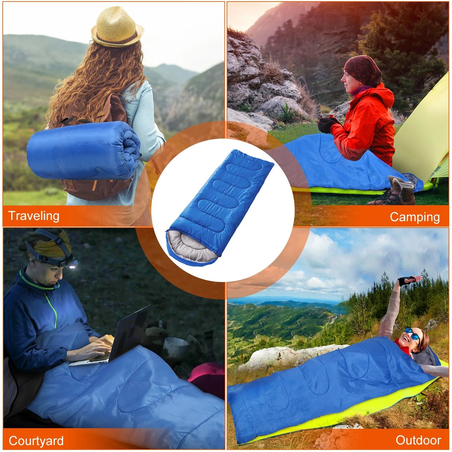 Royal Blue Backpacking Sleeping Bag with Carry Bag G722002