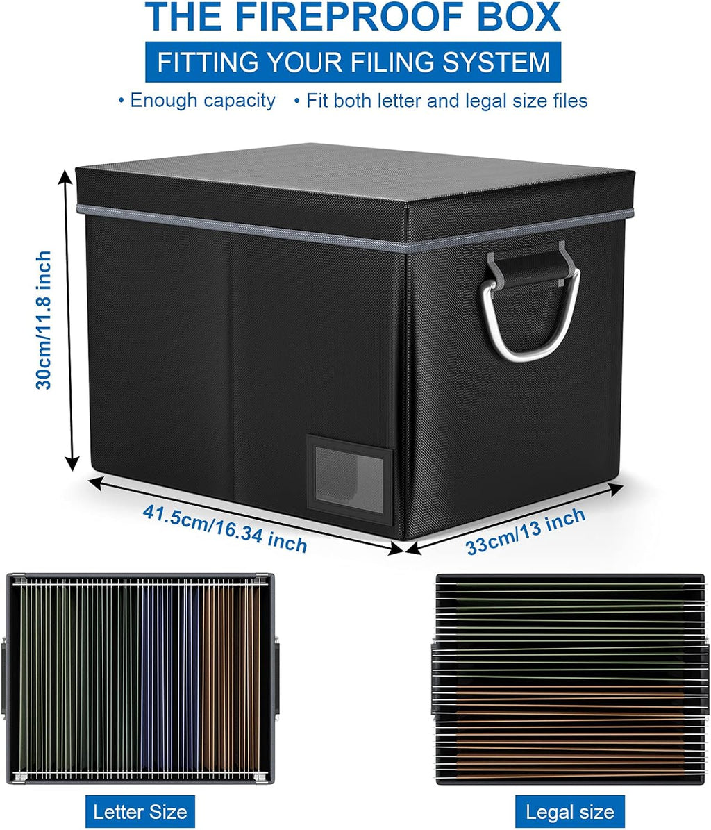 Fireproof Collapsible File Storage Box with Handle Pack of 2 A8938