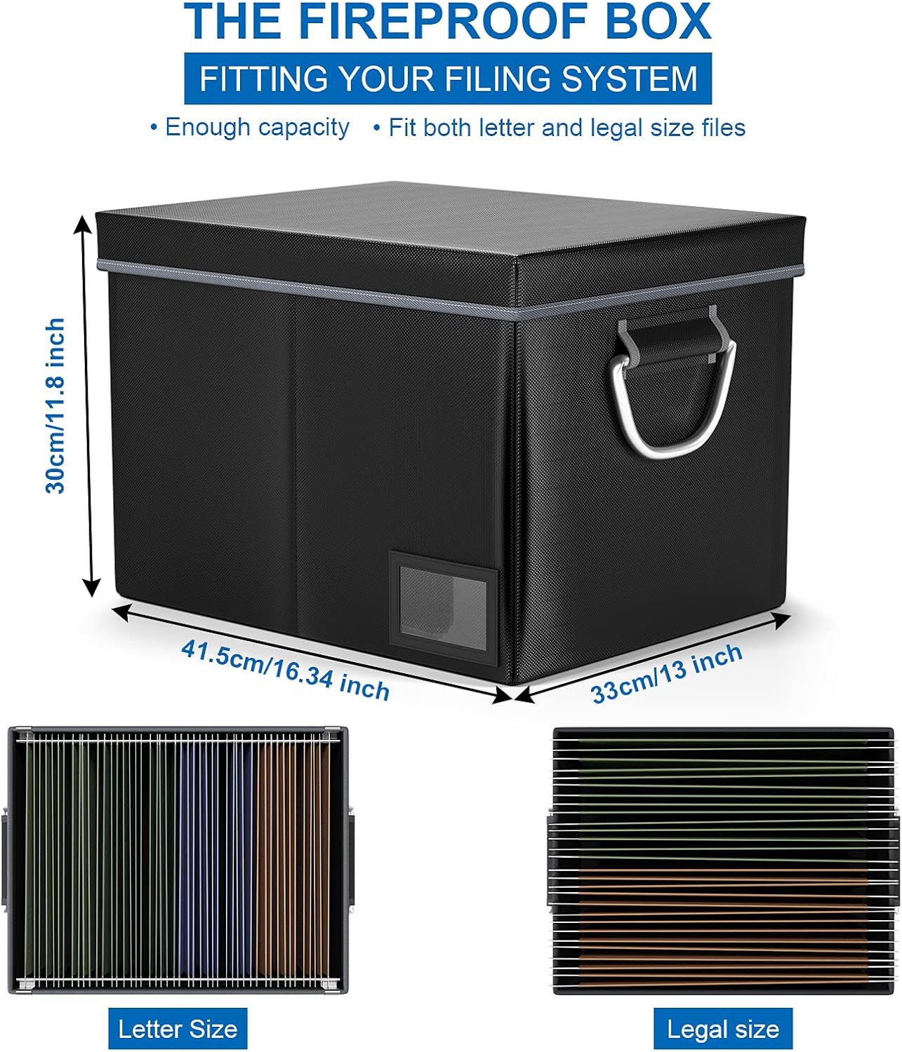 Fireproof Collapsible File Storage Box with Handle Pack of 2 A8938