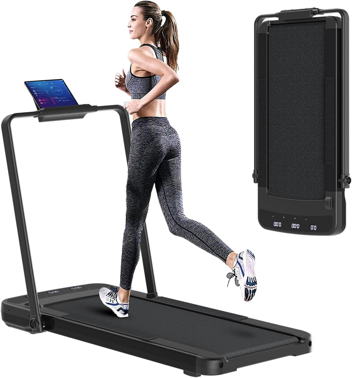 Black 2 in 1 Folding Treadmill with Remote Control R7847