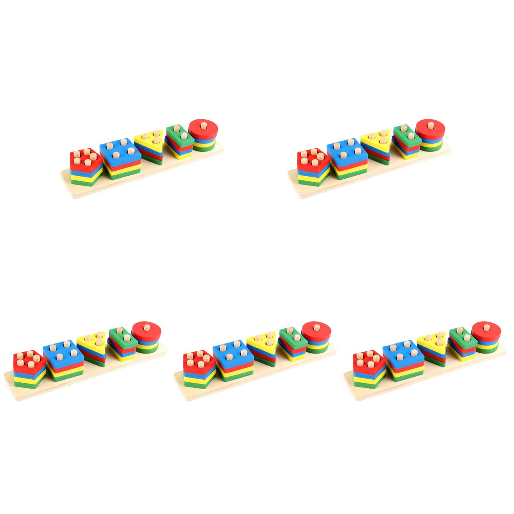 5 Sets Geometric Shape Matching Blocks Sorting Toys C19753