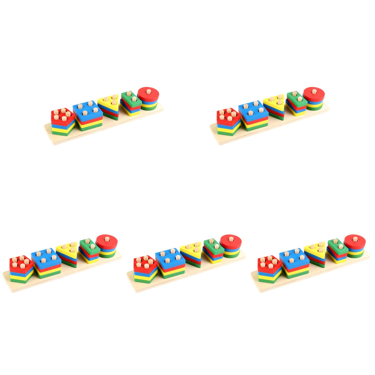 5 Sets Geometric Shape Matching Blocks Sorting Toys C19753