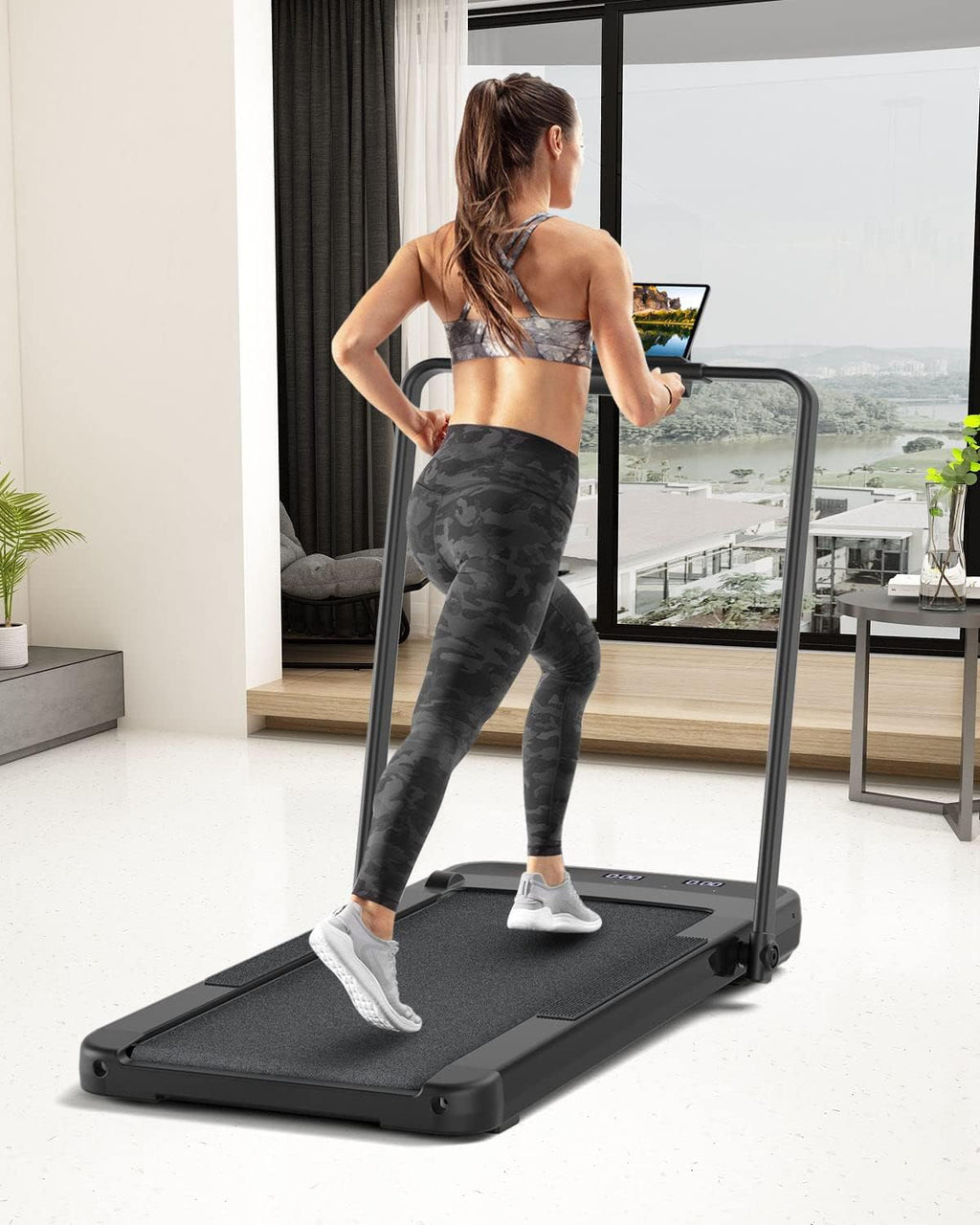 Black 2 in 1 Folding Treadmill with Remote Control R7847