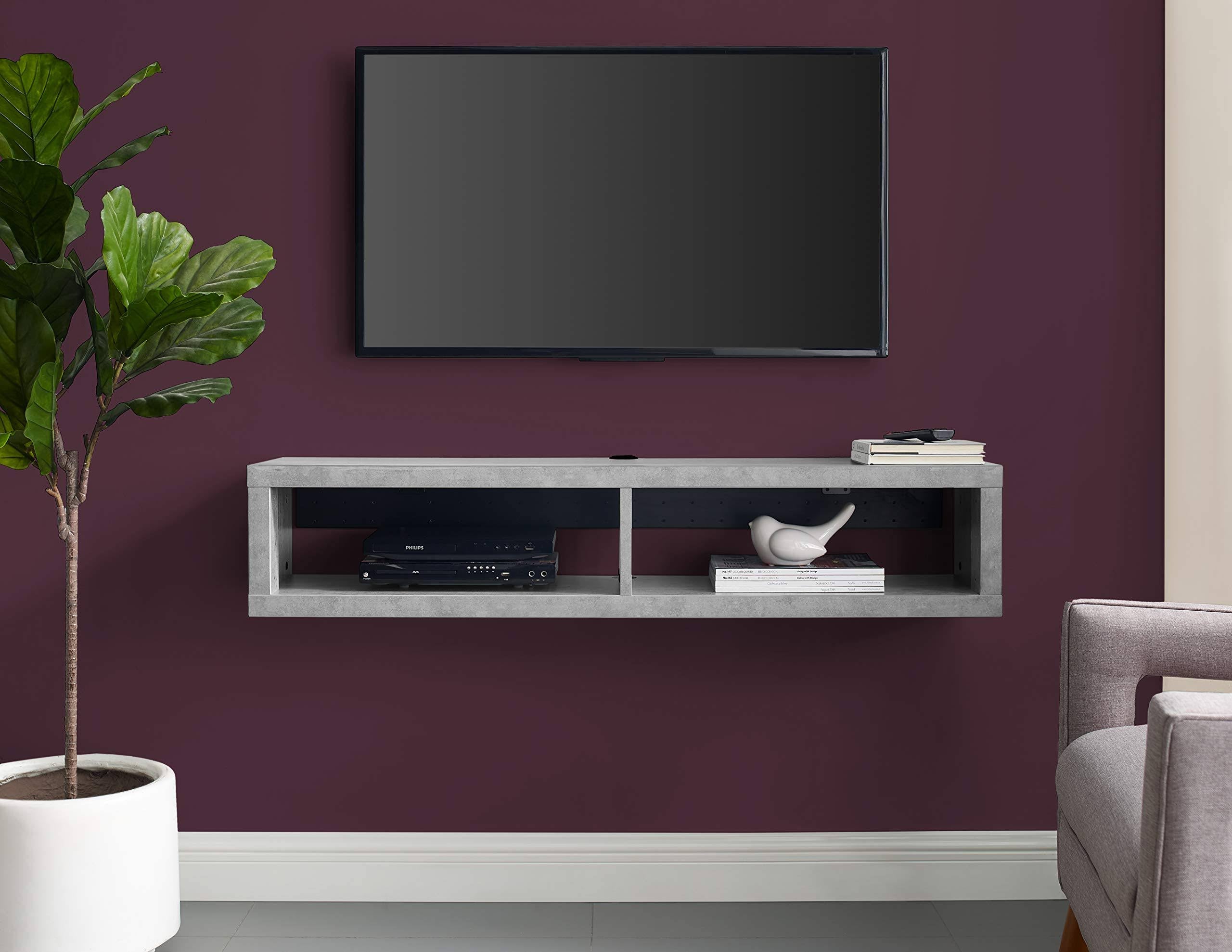 Stone Gray Wall Mounted Wood Media Console N4749