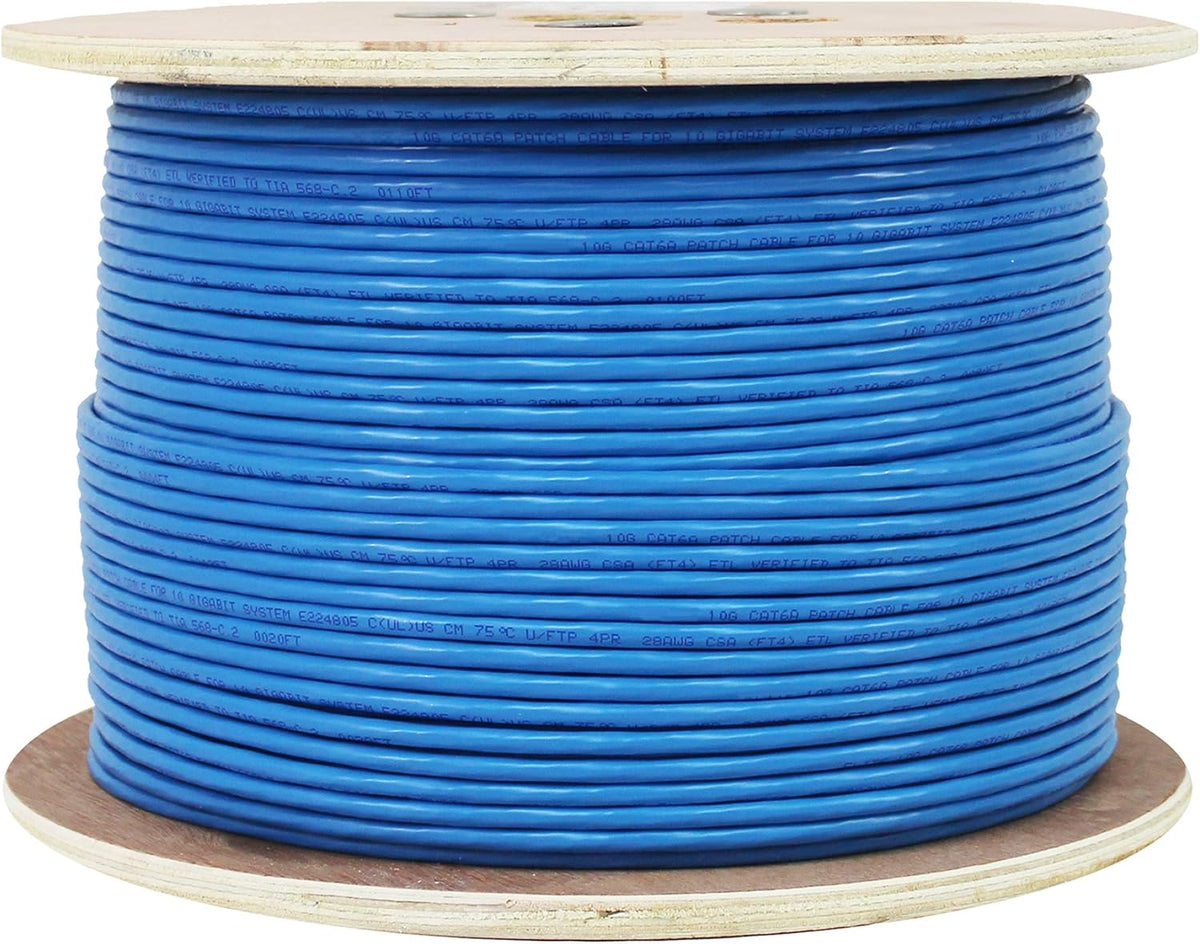CAT6A 10Gb Plenum F/UTP Shielded Pure Copper 1000FT Bulk Cable Blue B336264