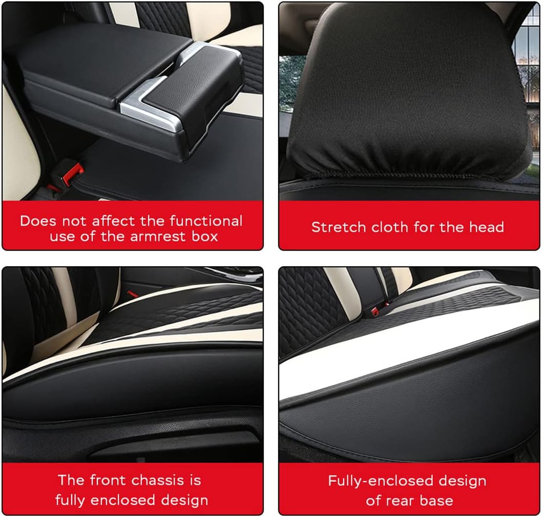 Black Red Waterproof Car Seat Covers 5-Seat A5815