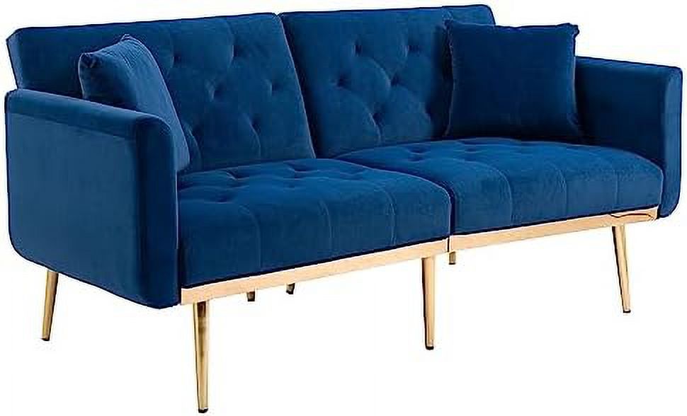 Beige Velvet Loveseat with 7 Gold Metal Legs T265345