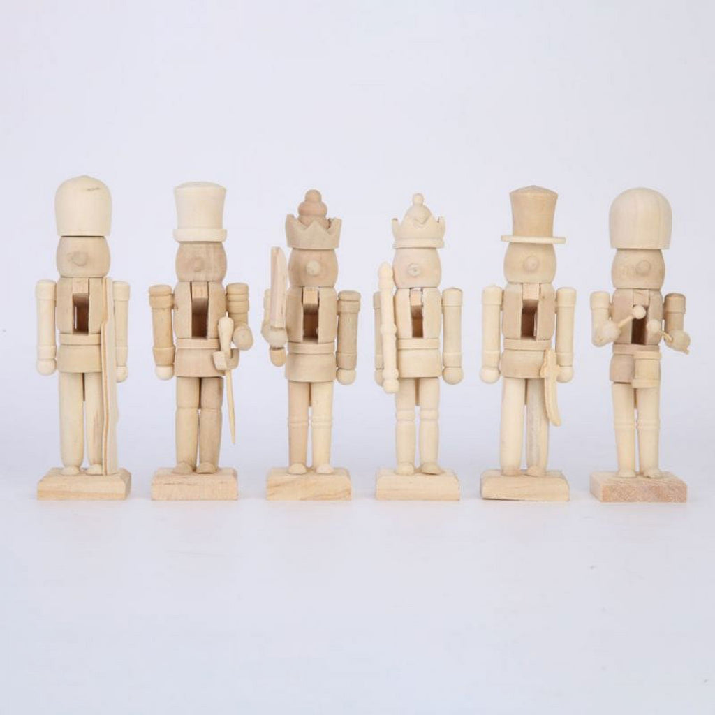 6 Pcs Wooden Nutcracker Figures Wooden Soldier Doll E370801