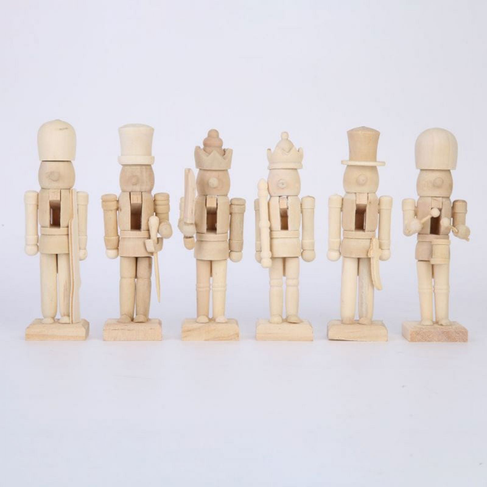6 Pcs Wooden Nutcracker Figures Wooden Soldier Doll E370801
