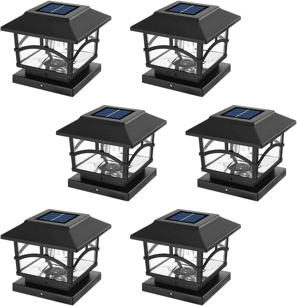 Solar Post Lights LED Waterproof Deck Fence Cap Lights 6 Pack H748