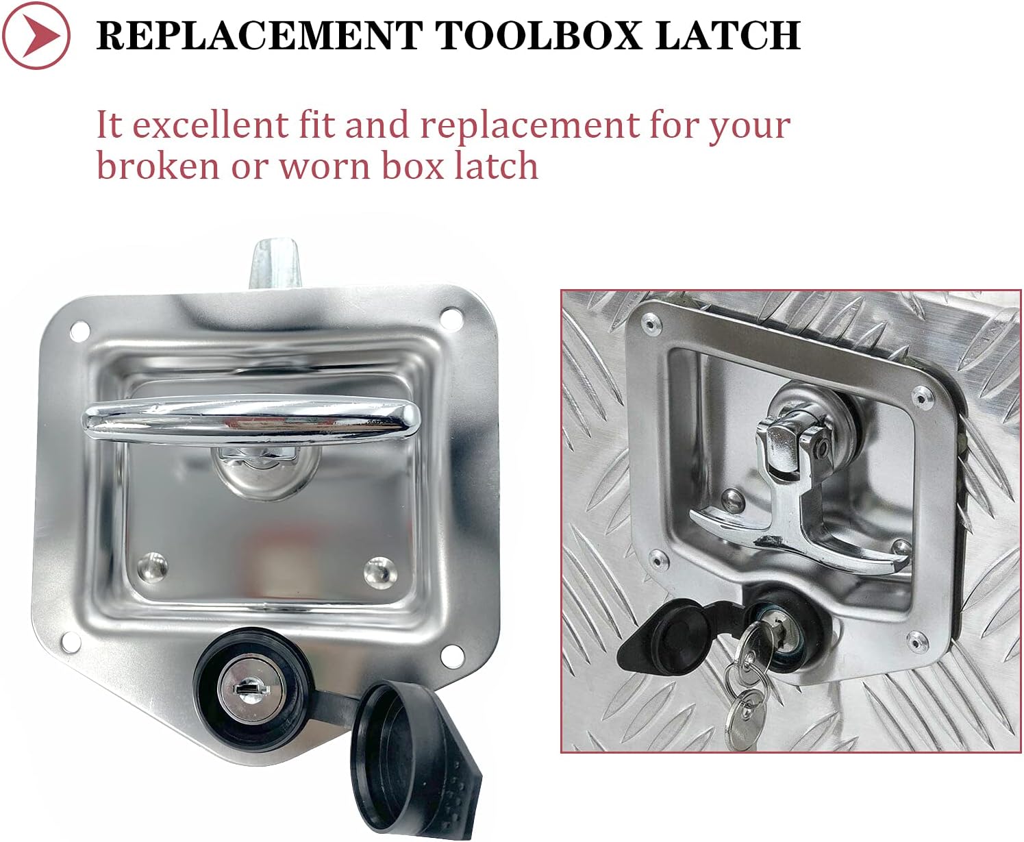 2 Pcs Stainless Steel Tool Box Latch T Handle Latches with Lock W678392