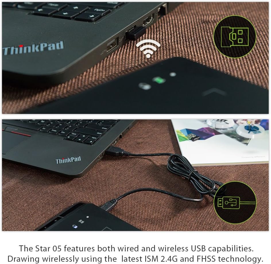 Wireless 2.4G Graphics Drawing Tablet with Battery-Free Passive Stylus, Pack of 2 S66158