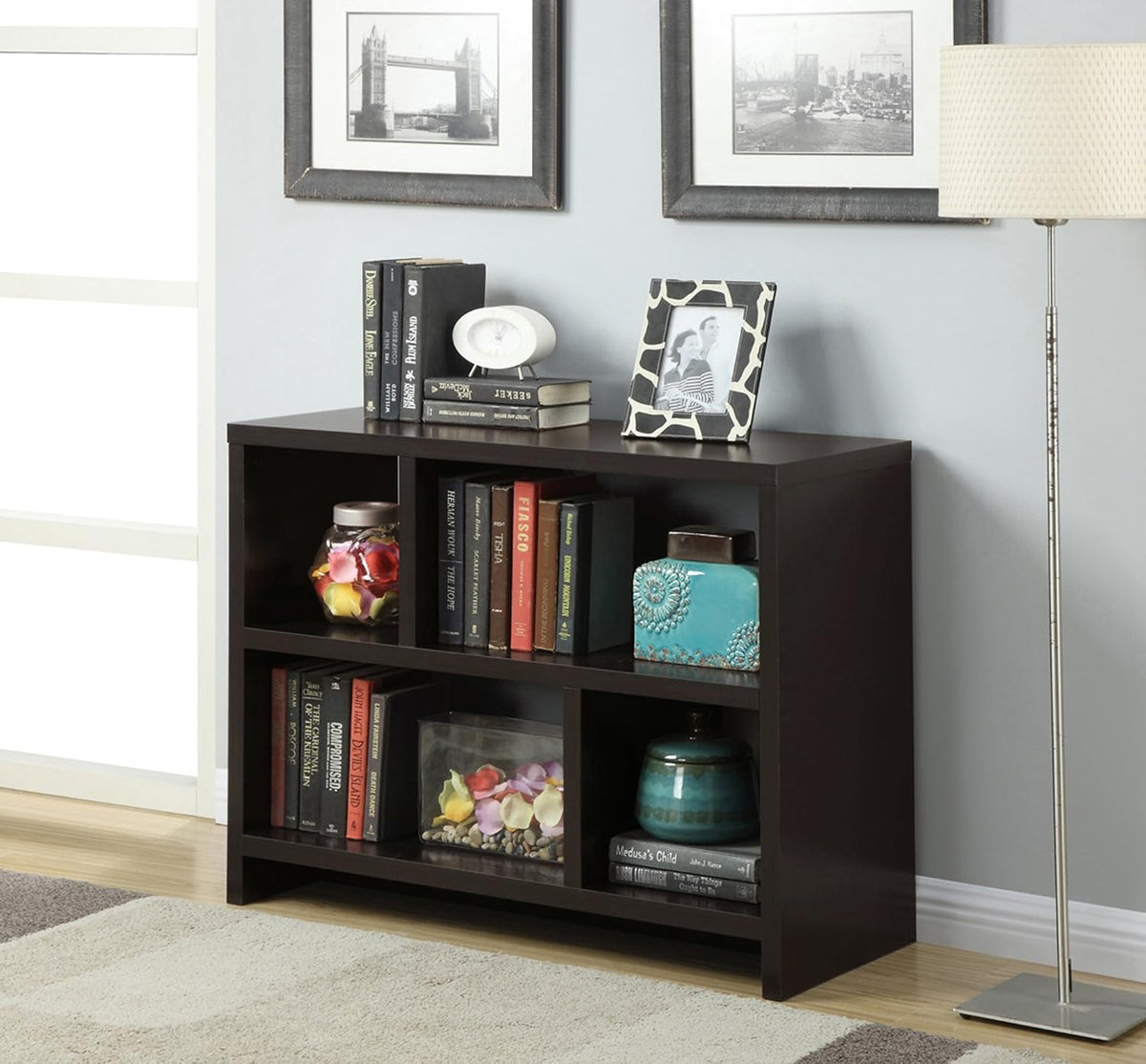 White Console Bookcase F366