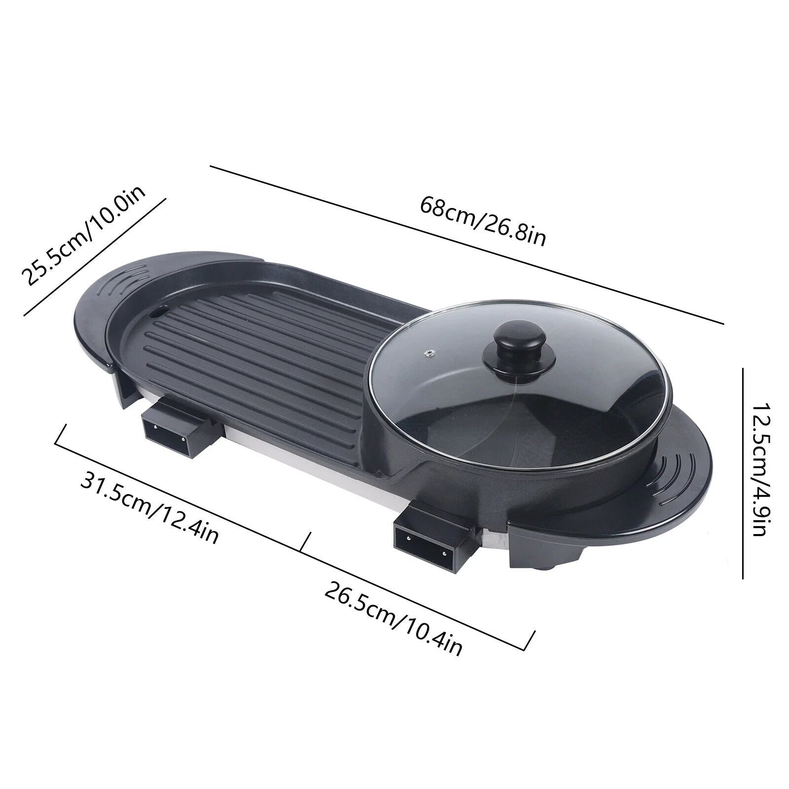 Portable 2-IN1 Electric Hot Pot BBQ Non-stick Grill Pan M607153