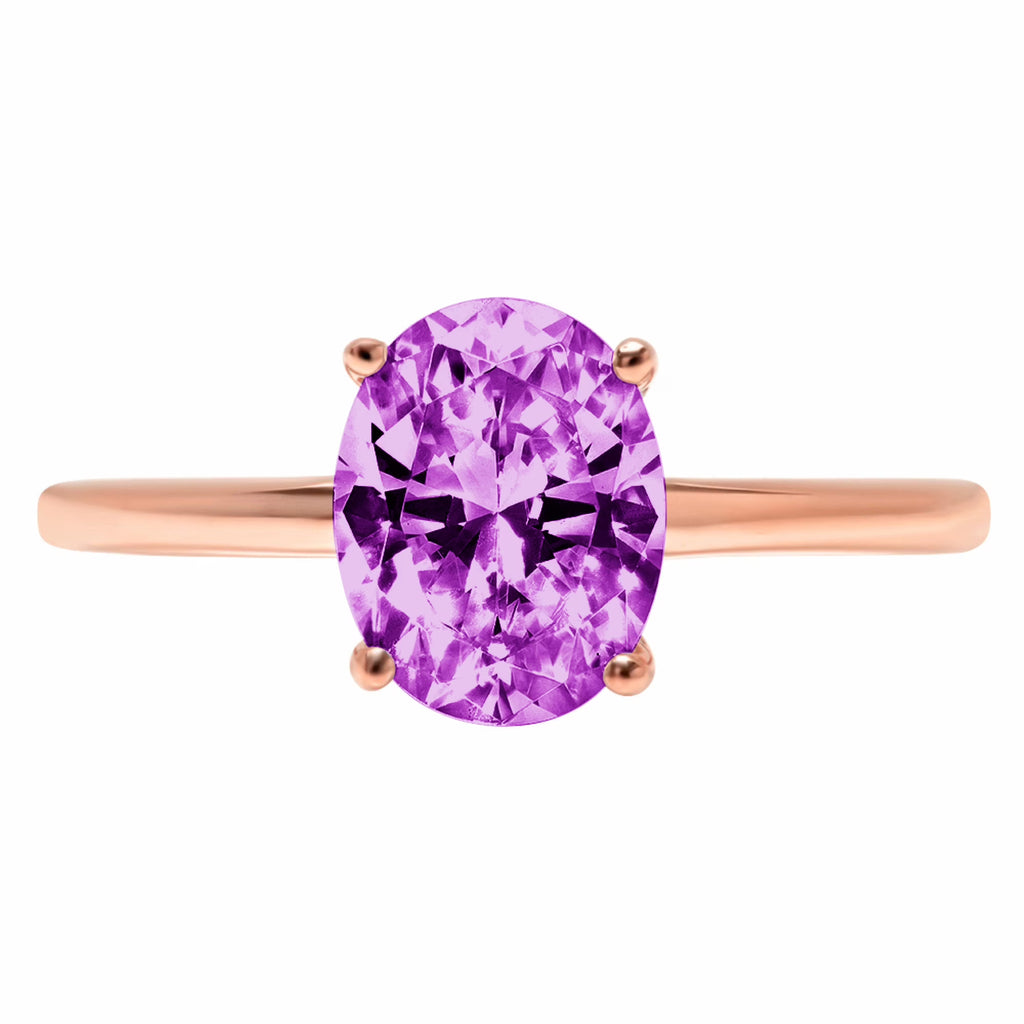 Oval Cut Simulated Alexandrite 14k Rose Gold Ring Size 10.5 B89162