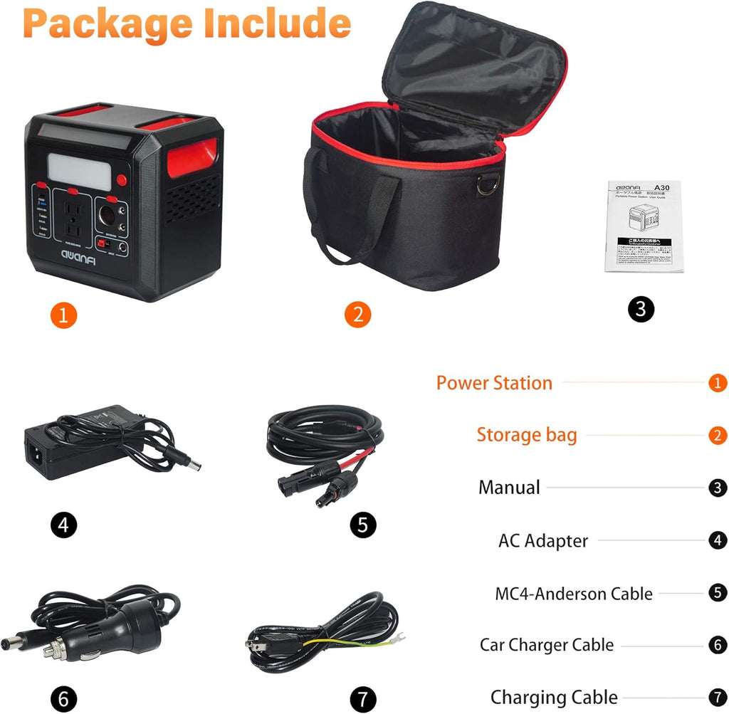 300W Portable Power Station 300Wh Solar Powered Generator with 110V AC Outlet R71886