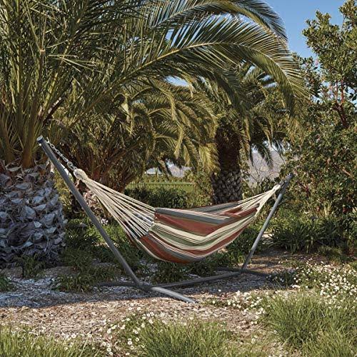 Heather Fern Green Stripe Hammock with Steel Stand Z409