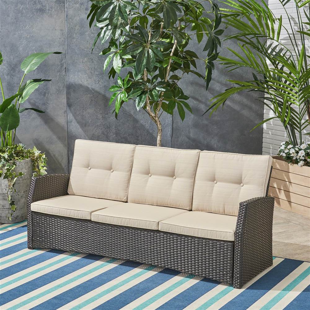 Brown/Beige 3 Seater Wicker Sofa S8889