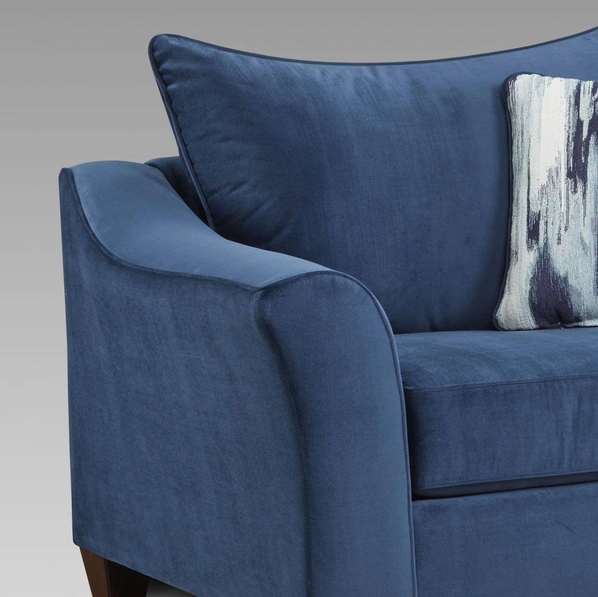 Navy Blue Fabric Pillowback Armchair with Ottoman Set B28413