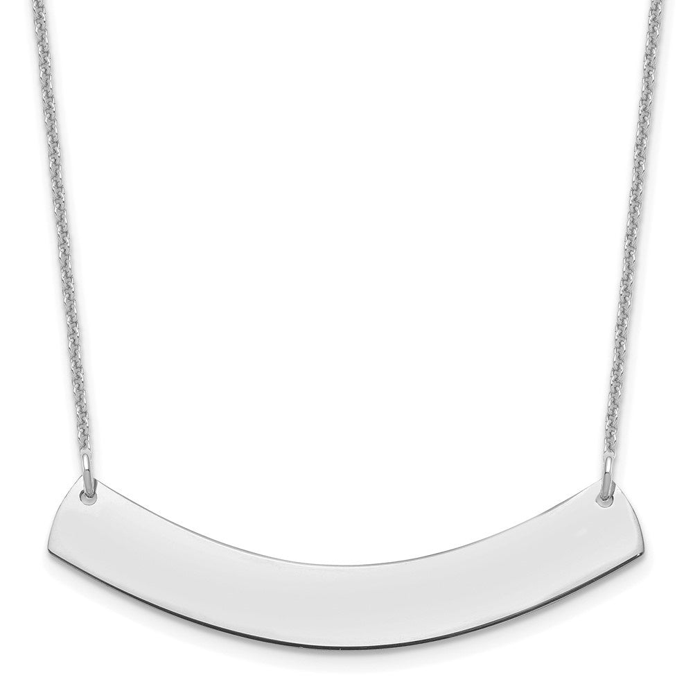 14k White Gold Curved Blank Bar Necklace R84445