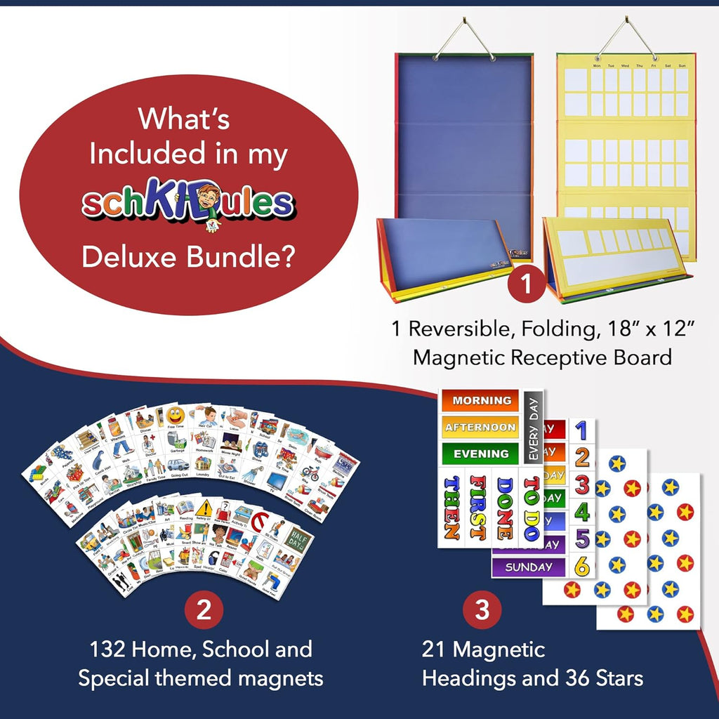 Visual Schedule Magnet Board with 189 Magnetic Picture Cards, Pack of 2 H695595