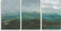 Turquoise Blue Brown Abstract Seascape Wall Plaque, 3pc, 11 x 17 O183