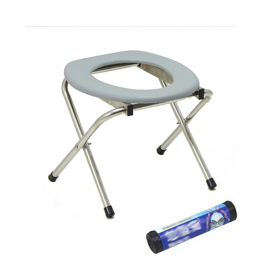 Portable Folding Toilet Seat with 10 Pcs Replacement Bags T8767